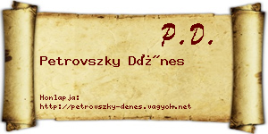 Petrovszky Dénes névjegykártya
