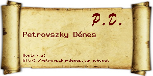 Petrovszky Dénes névjegykártya